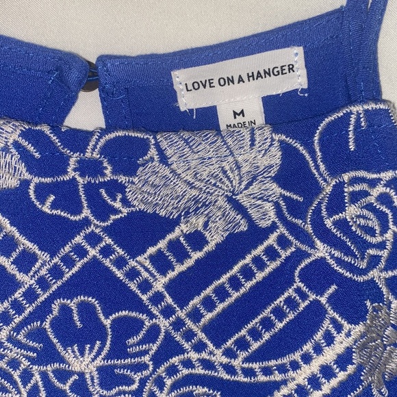 Love on a Hanger Blue Embroidered High Neck Tank Medium - Picture 3 of 8